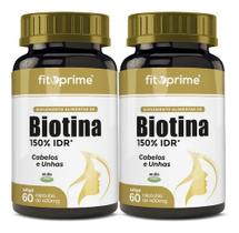 Kit 2x Biotina 150% IDR Cabelos e Unhas 60 cápsulas Softgel FitoPrime