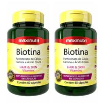 Kit 2x Biotina Maxinutri 60 Cáps Saúde para Cabelos, Pele e Unhas