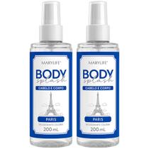 Kit 2x Body Splash Colônia Marylife Paris Cabelo E Corpo 200ml