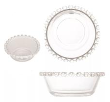 Kit 2x Bowl Raso C/ Borda De Coração Cristal Redondo 11,5cm 1699