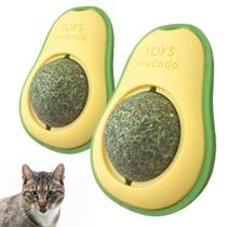 Kit 2x Brinquedo de Gato Abacate Lambe Lambe Interativo com Bola Catnip Erva de Gato para Grudar