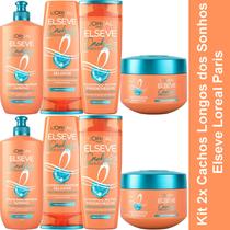 Kit 2x Cachos Longos dos Sonhos Elseve Loreal Paris Shampoo Condicionador 200ml Máscara Creme Pentear Hialurônico