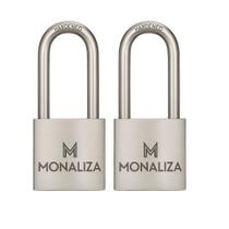 Kit 2x Cadeado Haste Longa 48mm Grande c/ 3 Chaves Latão