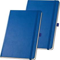 Kit 2x Caderneta de Anotações 13,7x21cm 80 Fls Sem Pauta Azul Royal