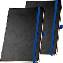 Kit 2x Caderneta de Anotações 13,7x21cm 80 Fls Sem Pauta Preto e Azul