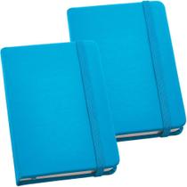 Kit 2x Caderneta de Anotações 9x14cm 80 Fls Sem Pauta Azul Claro