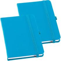 Kit 2x Caderneta de Anotações 9x14cm 80 Fls Sem Pauta Azul Claro