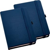 Kit 2x Caderneta de Anotações 9x14cm 80 Fls Sem Pauta Azul