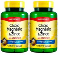 KIT 2X Cálcio, Magnésio e Zinco 600mg 60 cápsulas - Maxinutri