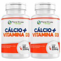 Kit 2x Cálcio + Vitamina D3 - (60 cápsulas cada) - Floral Ervas do Brasil
