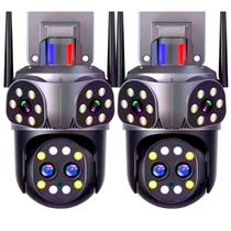 KIT 2X Câmera de Segurança 4MP WiFi Zoom 10X IP 360 PTZ sem fio inteligente 360 PTZ de 4 Lentes IP 66 Prova D'água