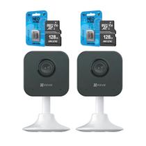 KIT 2x Câmera de segurança Wi-Fi Ezviz H1C FullHD 2MP + 2x Cartão 128GB