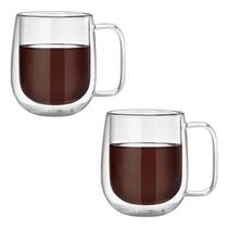 Kit 2x Caneca Vidro Duplo Xícara Parede Dupla Café Chá 260ml Kit 2x Caneca Vidro Duplo Xícara Parede Dupla Café Chá 260ml