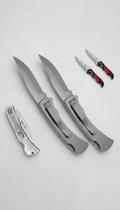 Kit 2x Canivete Aço Inox Dobrável Bolso
