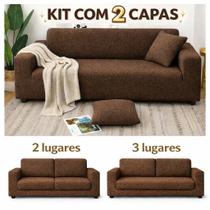 KIT 2x Capa Para Sofá Estampada Jogo P/ 2 e 3 Lugares Alta Qualidade Elastica Antiderrapante