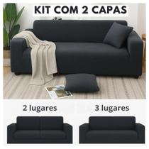 KIT 2x Capa Para Sofá Estampada Jogo P/ 2 e 3 Lugares Alta Qualidade Elastica Antiderrapante KIT 2x Capa Para Sofá Estampada Jogo P/ 2 e 3 Lugares Alta Qualidade Elastica Antiderrapante