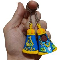 Kit 2X Chaveiros Nossa Senhora Aparecida Borracha Chave Carro Bolsa Presente