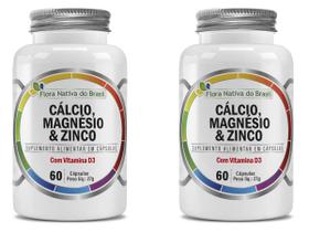 Kit 2x CMZ Cálcio + Magnésio + Zinco + Vitamina D3 60 Cápsulas Flora Nativa