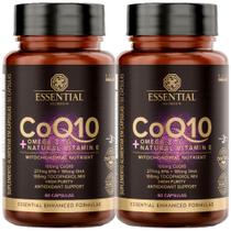 Kit 2x Coenzima Q10 + Omega 3 Tg + Vitamina E - 60 Caps cada - Essential Nutrition Kit 2x Coenzima Q10 + Omega 3 Tg + Vitamina E - 60 Caps cada - Essential Nutrition