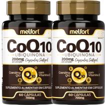 Kit 2x Coenzima Q10 Ubiquinona 200mg Por Porção Com Vitamina E 120 Cápsulas Softgel