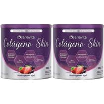 Kit 2X Colágeno Skin - 300g Morango Com Açaí - Sanavita Kit 2X Colágeno Skin - 300g Morango Com Açaí - Sanavita