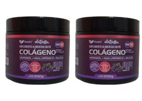 Kit 2x Colágeno Verisol + Hialurônico + Silicio em Pó 200g Muwiz Sabor Uva