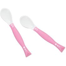 Kit 2x Colher Baby Clingo Articulável Infantil Classic Rosa Bebê Criança Indicador Calor Meninas