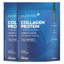 Kit 2x Collagen Protein Hidrolisado Neutro 450g - PuraVida