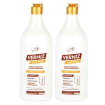 Kit 2x Condicionador Verniz Hair Plus D-Pantenol Keratina Óleo de Coco Aminoácidos 1000ml Naxos