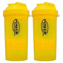 Kit 2X Coqueteleira 2 Doses e porta cápsulas 400ml - Amarela - Power Supplements