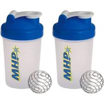 Kit 2X Coqueteleira Bottle Shaker - 400ml Tampa Azul - MHP