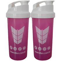 Kit 2X Coqueteleira Feminina - 600ml Rosa e Branco - New Millen