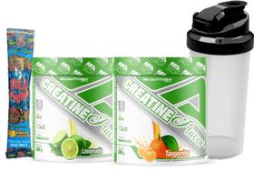 Kit 2x Creatina Flavor Adaptogen 300g Sabores Limonada e Tangerina Com Coqueteleira Amostra Grátis