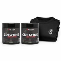 Kit 2x Creatina Monohidratada 100 Pura 300g Action Camisa Dry Fit Preta Slim Brinde Kit 2x Creatina Monohidratada 100 Pura 300g Action Camisa Dry Fit Preta Slim Brinde