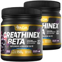 Kit 2x Creatina Monohidratada com Beta Alanina Pó 300g Sabor Uva Massa Muscular Pré Treino Creatine
