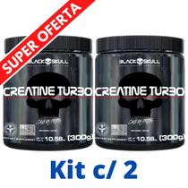 Kit 2X Creatina Monohidratada Creatine Turbo Black Skull 300g - Energia - Força - Ganho de Massa Muscular