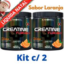 Kit 2X Creatina Monohidratada Creatine Turbo Black Skull 300g - Energia - Força - Ganho de Massa Muscular