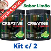 Kit 2X Creatina Monohidratada Creatine Turbo Black Skull 300g - Energia - Força - Ganho de Massa Muscular
