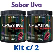 Kit 2X Creatina Monohidratada Creatine Turbo Black Skull 300g - Energia - Força - Ganho de Massa Muscular