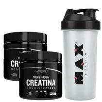 Kit 2x Creatina Monohidratada Pura 300g - Darkmoon + Coqueteleira Maxtitanium