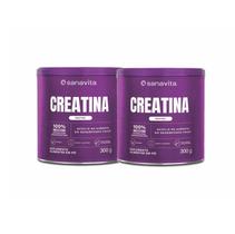 Kit 2x Creatina Sanavita 300g Pura Monohidratada Neutra Zero Carbo com Amostras Aleatórias