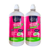 Kit 2x Creme Desmaia Cabelo Afins 1,1kg Vegano Hidratação, Alinhamento e Fim do Frizz 3 em 1