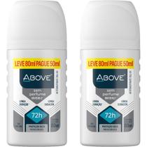 KIT 2X Desodorante Antitranspirante Roll-On ABOVE INVISIBLE SEM PERFUME 80ml 72H Anti-Manchas