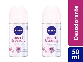 Kit 2x Desodorante Roll On Feminino Nivea Pearl & Beauty 50ml Proteção 48h Cuidado Suave Tratamento Axilas Mais Bonitas