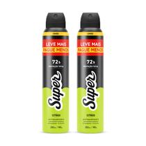 Kit 2x Desodorante Super Citrus 72h Aerossol Antitranspirante 250ml