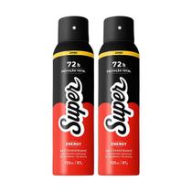 Kit 2x Desodorante Super Energy 72h Aerossol Antitranspirante 150ml