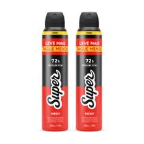 Kit 2x Desodorante Super Energy 72h Aerossol Antitranspirante 250ml