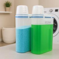 Kit 2x Dispenser Hermético 2L com Copo Dosador Sabão Líquido Irsina