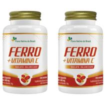 Kit 2x Ferro Quelato + Vitamina C 60 Capsulas 500mg Flora Nativa