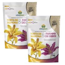 Kit 2x Fertilizante Torta de Mamona + Farinha de Osso c/ 1kg VITAPLAN